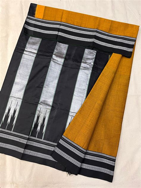 Mustard Black Ilkal Saree – The Loom Store