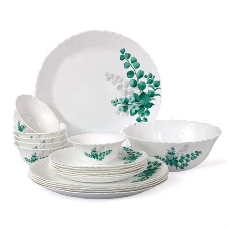 Cello Aqua Leaves Dinner Set Opal Dinnerware Imperial Collection 19 Pcs ...