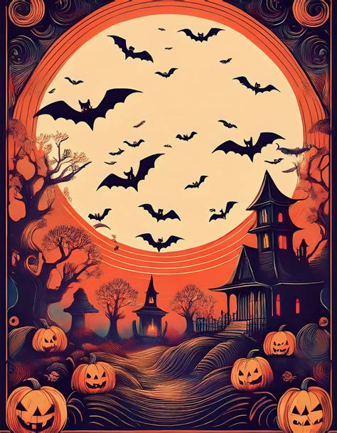 Vintage Halloween Poster Art Free Stock Photo - Public Domain Pictures
