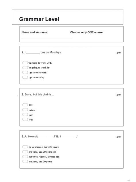 Image result for English Test Level Free Printable
