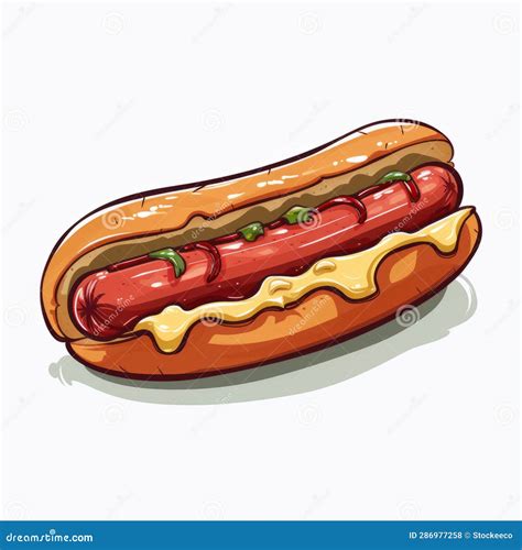 Hand Drawn Hot Dog Vector Illustration on White Background Stock ...