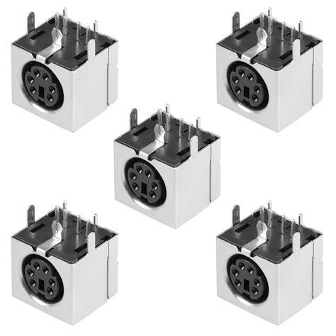 uxcell S-Video PCB Mount 6 Pin Mini Din Socket Audio Video Connector ...