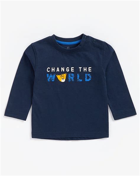 Buy Boys Full Sleeves T-Shirt Text Print - Navy Online at Best Price ...