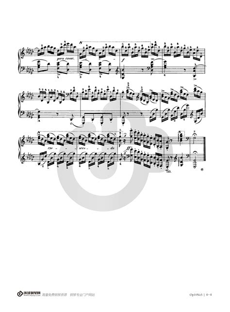 黑键练习曲-肖邦练习曲OP10 NO5五线谱预览1-钢琴谱文件（五线谱、双手简谱、数字谱、Midi、PDF）免费下载