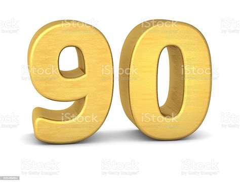 3d Number 90 Gold Stock Photo - Download Image Now - iStock