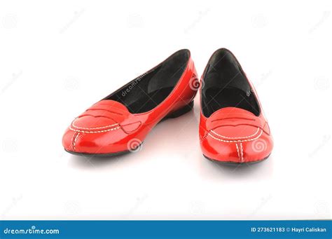 Pair of Women Red Shoes Isolated Stock Image - Image of shoes ...