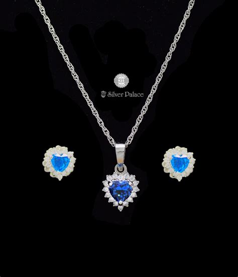925 Sterling Silver Puya Collections Stone Studded With Pendant Sets ...
