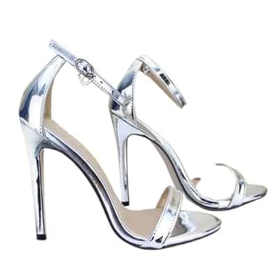Buy K KOMMY FASHIONS Silver Heels Sandal Pencil Heel Stylish Sandal for ...