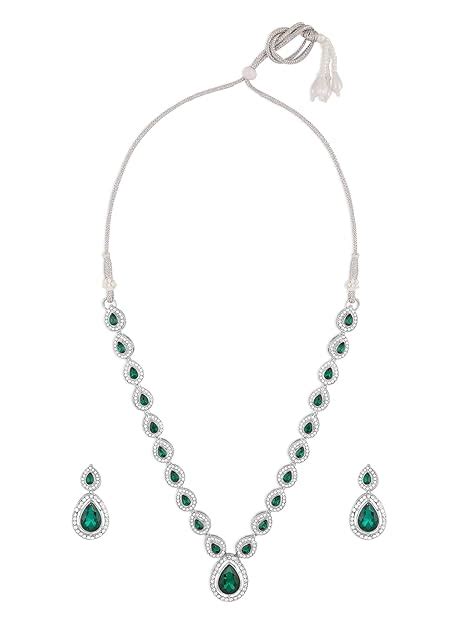 ZAVERI PEARLS Green Dazzling Austrian Diamonds Embellished Contemporary ...
