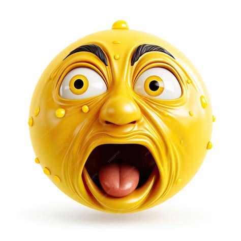 Premium Photo | Crazy yellow emoji on white background