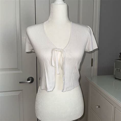 Garage White Tie Front Cardigan | White short sleeve cardigan, Short ...