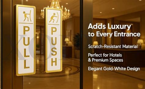 XOIPED Luxury Push Pull Door Signs Plate – Gold & White Acrylic Door ...