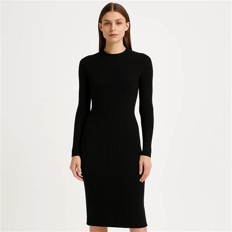 OEM Black Midi Sweater Dress Supplier | AZ Knit Factory