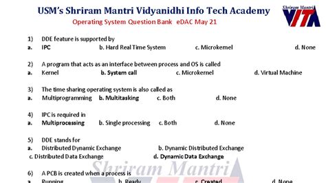 Shriram Mantri Vidyanidhi Info Tech Academy PG DAC May 21 Operating ...