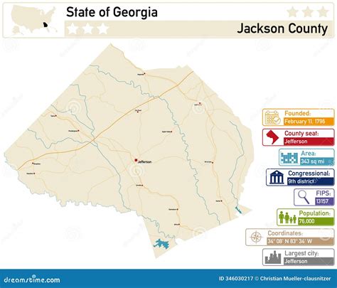 Map Of Jackson County In Oregon State On White Background. Single County Map Highlighted By ...