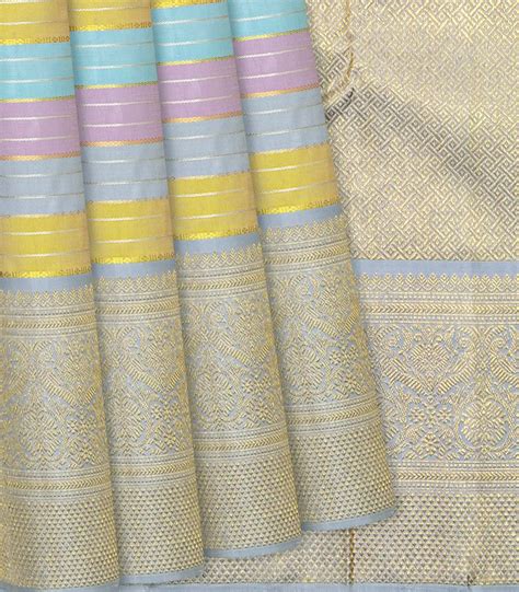 Multi Color Handloom Kanchipuram Silk Saree And Zari Stripes – RmKV ...