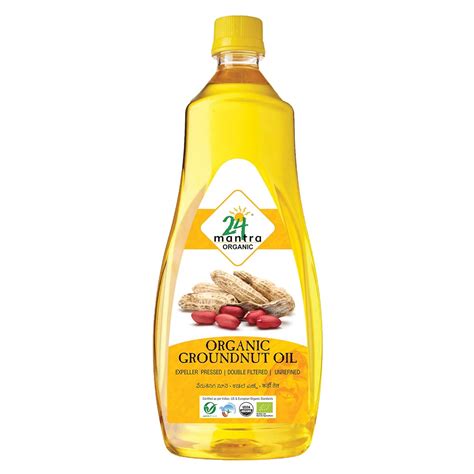 24 Mantra Organic Unrefined Groundnut Oil/Moongphali ka Tel- 1 L | Pack ...