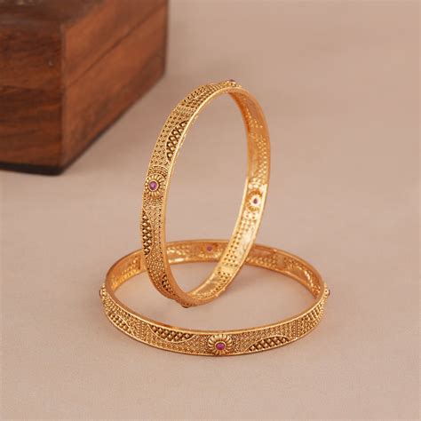 Stunning antique gold ruby traditional bangle set I COD Available ...