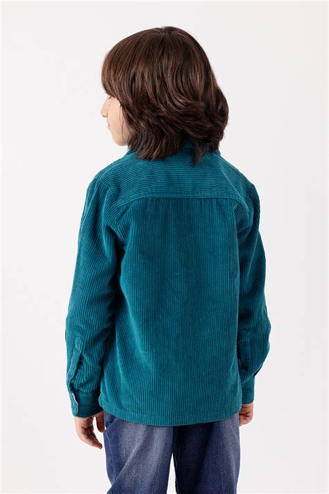 Buy Boys Teal Corduroy Oversized Shirt | One Friday