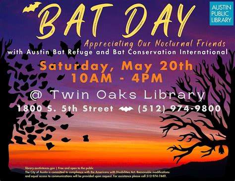 Bat Day: Appreciating our Nocturnal Friends, Twin Oaks Branch, Austin ...