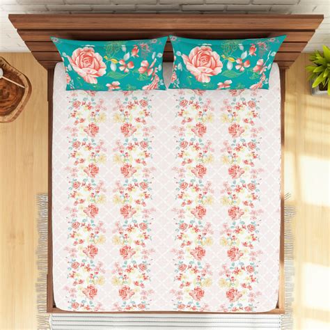 Buy SPACES Atrium Printed 3-Piece King Bedsheet Set - 1.83 m x 1.98 m ...