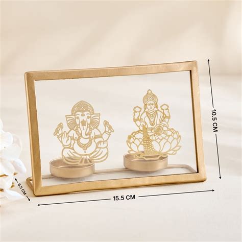 Buy Corsica Nahar Curio Glass and Metal Lakshmi Ganesha T-Light Holder ...