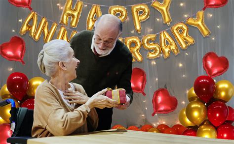 Buy Party Propz Red And Golden Happy Anniversary Decorations for Home ...