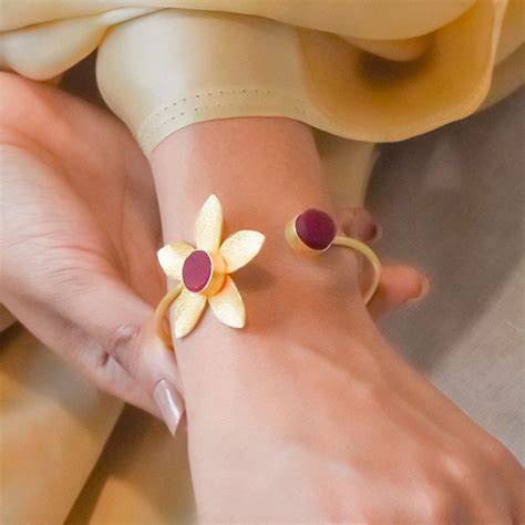 Buy Teejh by Joker & Witch Juhi Dark Red Flower Bracelet Online