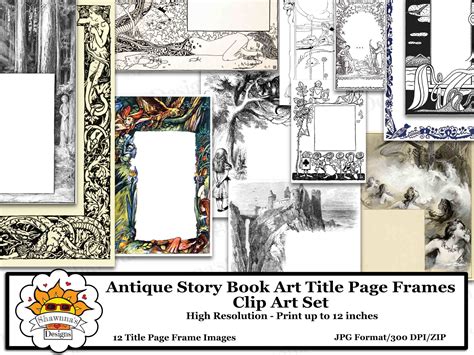 Antique Story Book Art Title Page Frames Graphic by Shawnna's Designs ...