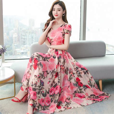 Flower Print Maxi Dress - Elegant Long Skirt - GlamzLife