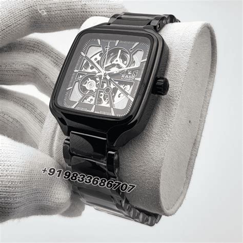 Rado True Square Open Heart Silver Marking Black Ceramic High Quality ...