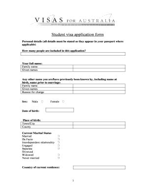 Student Visa Application Form - Australian Visa Processing - Fill and ...