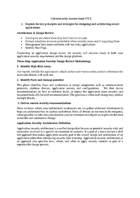 Cyber Answerbank UT2 - Cybersecurity Answer-bank UT- 2 Explain the key ...