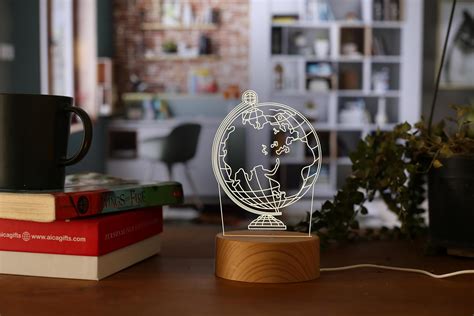 Buy AICA 3D Illusion WORLD MAP - LED Night Table Lamp | Geographical ...