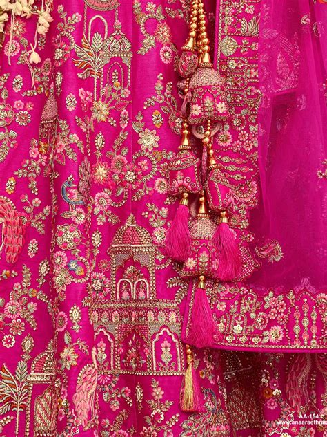 Designer Silk Pink Wedding Lehenga with Khatli Embroidery - VJV Now - India