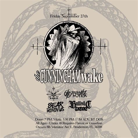 Oscura Presents - The Cunningham Wake, Bear Within Us, Parallel Motion ...