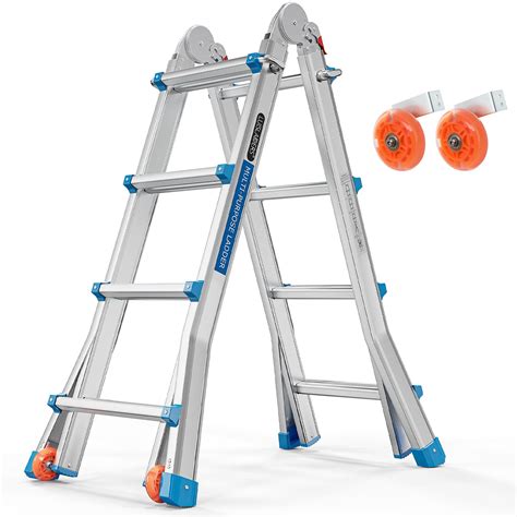 Buy LUISLADDERS Ladder, A Frame 4 Step Ladder Telescoping Ladder, 17 Ft ...