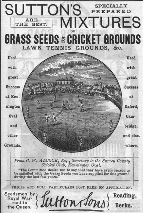 An advertisement for Sutton's Mixtures, a grass seed, in the the 1884 ...