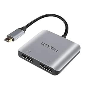 UAYXILI - USB C to Dual DisplayPort Adapter 8K@60Hz, DP Splitter 1 in 2 ...