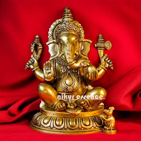 Pure Brass Ganpati Bappa morya Ganesha Blessing Idol - 12 inches ...