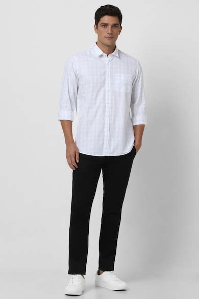 Buy Men White Slim Fit Check Full Sleeves Casual Shirt Online ...