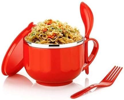 GANESH Stainless Steel Noodle&Soup Bowl with Handle&Spoon,Airtight&Leak ...