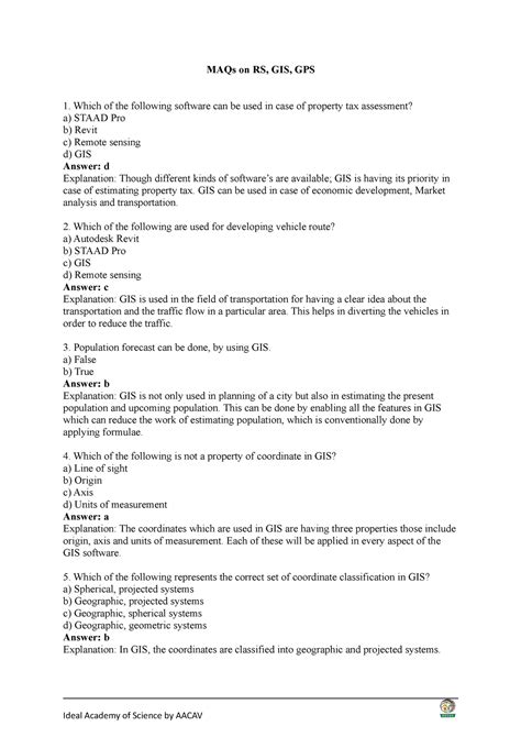 MAQs on RS, GIS, GPS by Dr Saifudeen for beginers - MAQs on RS, GIS ...