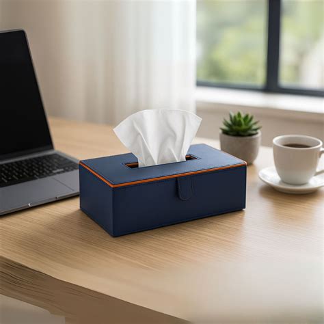 Blue Orange Tissue Box Holder | Coastal Dual-Tone Design ...