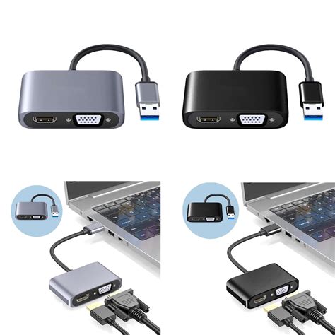 USB 3.0 to HDMI VGA Adapter HD 1080P Dual Output for Desktop Monitor P ...