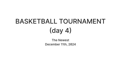 BASKETBALL TOURNAMENT (day 4) — Teletype
