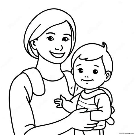 Adventurous Mom And Son Coloring Page (27715-21891)
