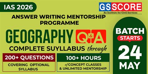 Geography Optional Q&A (Mentorship & Test Series) for UPSC 2026 - GS SCORE