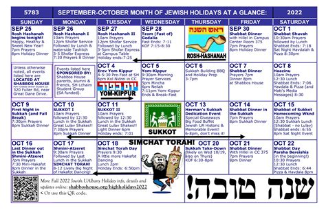 Shabbos House » Tishrei Month of Holidays FALL 2022 at UAlbany