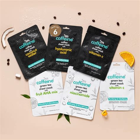 Buy M caffeine Green Tea & Coffee Sheet Masks with Vitamin C ...